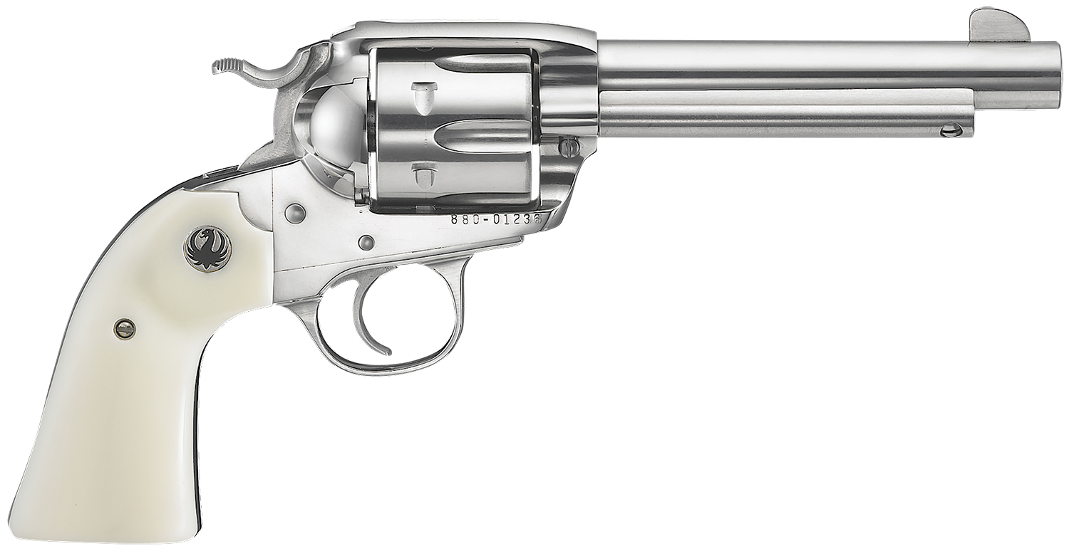 Ruger 5130 Vaquero  357 Mag/38 Special 6rd 5.50" High Gloss Barrel, Cylinder & Frame, Simulated Ivory Grip, Transfer Bar Safety, Bisley Style Hammer
