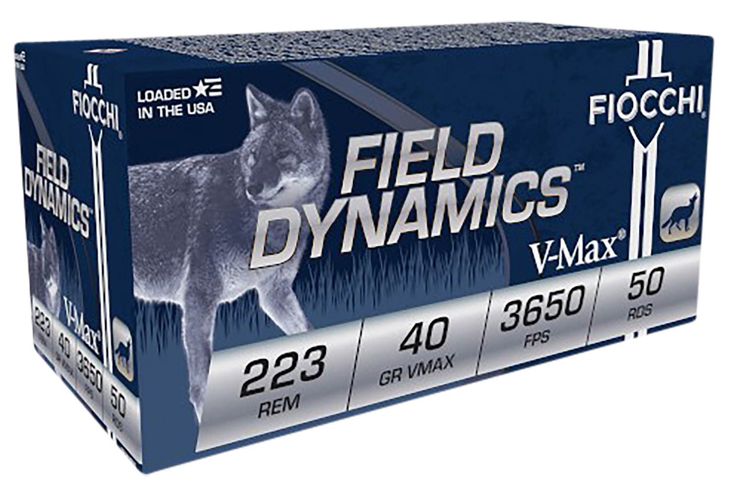 Fiocchi 223HVB50 Field Dynamics  223Rem 40gr Hornady V Max 50 Per Box/20 Case