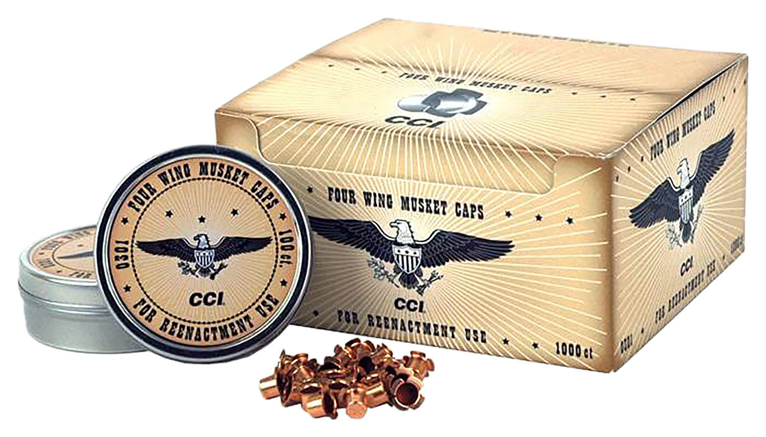 CCI 301 Four Wing Musket Caps Brass 1000 Per Box/5 Case
