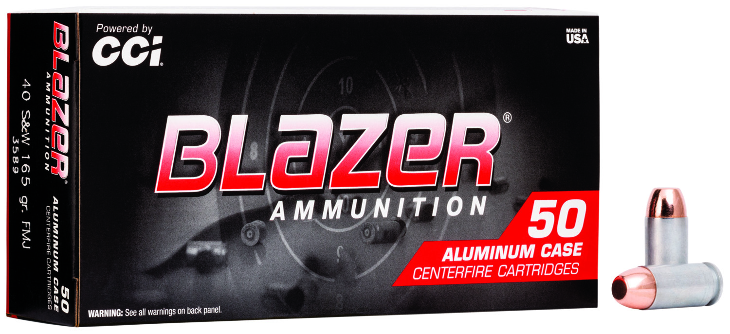 CCI 3589 Blazer Handgun 40S&W 165gr Total Metal Jacket 50 Per Box/20 Case CCI 3589 Blazer Handgun 40S&W 165gr Total Metal Jacket 50 Per Box/20 Case
