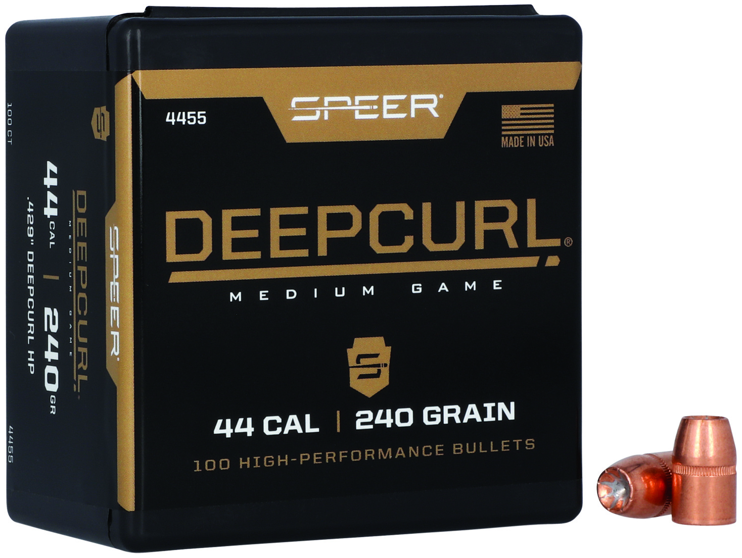 Speer 4455 DeepCurl 44Cal 240gr Hollow Point Bullets 50/Box