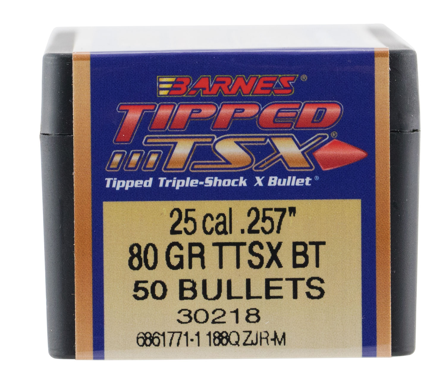 Barnes Tipped Triple Shock X TTSX .25 Caliber 80 Grain Boat Tail 50 Count