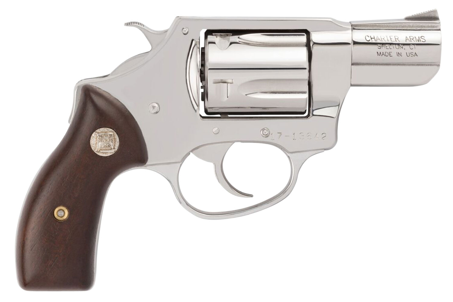 Charter Arms 73829 Undercover  Small 38 Special, 5 Shot 2 High Polished Stainless Steel Barrel, Cylinder & Frame w/Wood Grip, Exposed Hammer