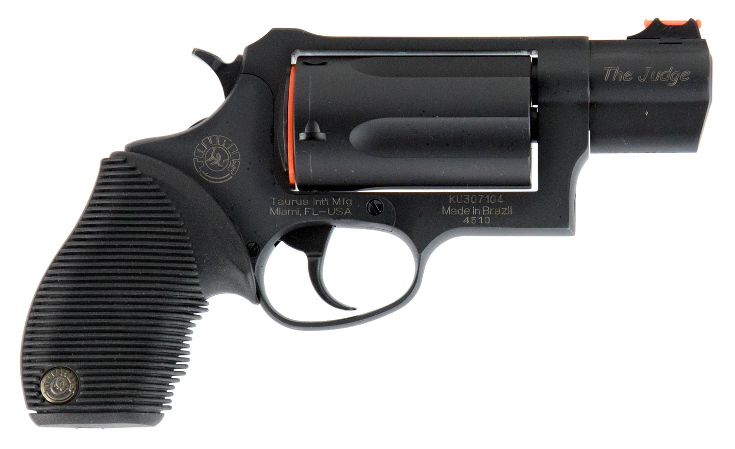 Taurus 2441031TC Judge Public Defender Small Frame 45 Colt (LC) 410 Bore 5rd 2 Matte Black Oxide Steel Barrel, Cylinder & Frame, Black Ribber Grip, Transfer Bar Safety, Exposed Hammer