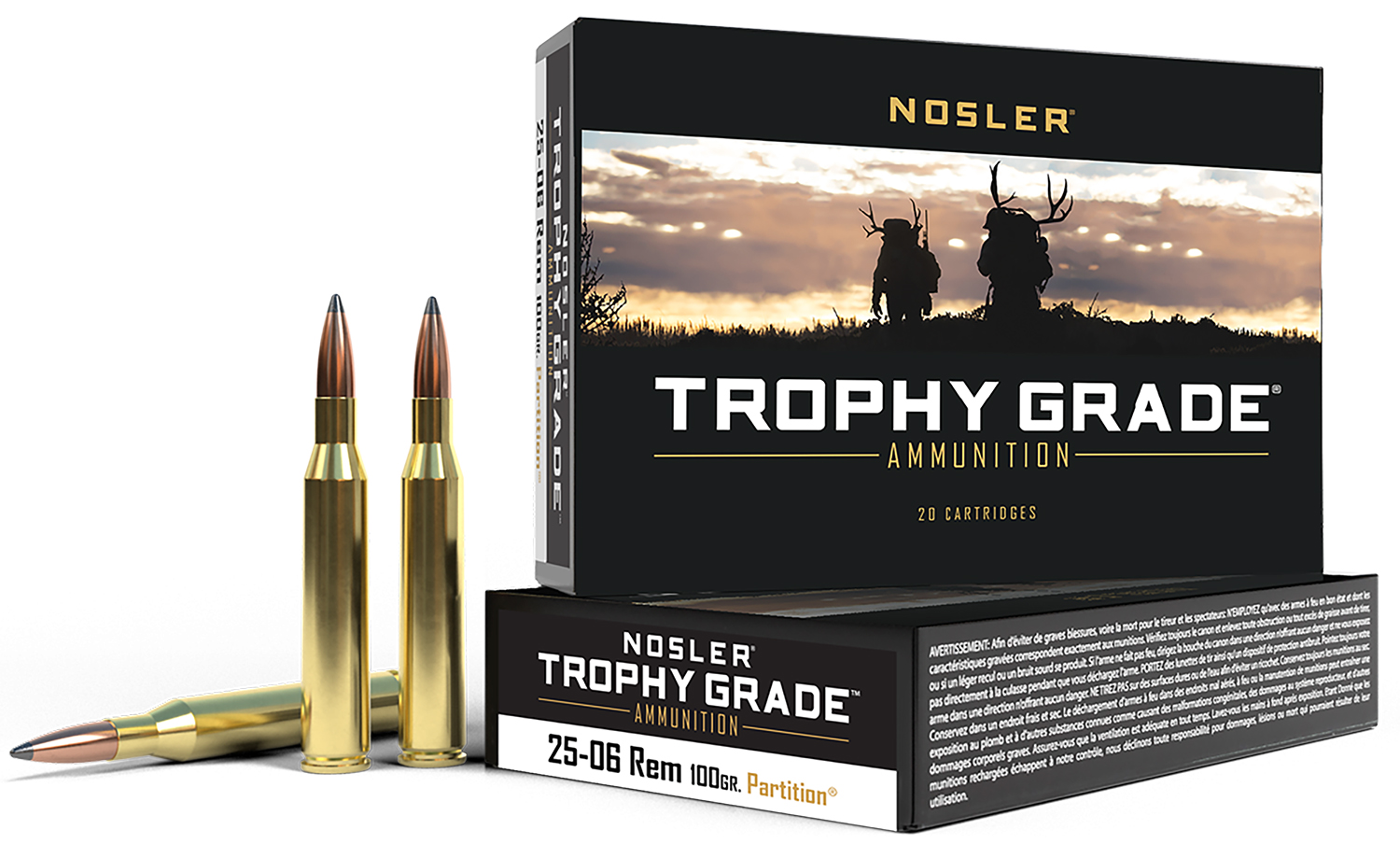 Nosler Bullets Trophy 25-06 REM 100Gr Partition TIP 20Rd 10Bx/Cs 60005 - Nosler - NOSLER SPITZER PARTITION