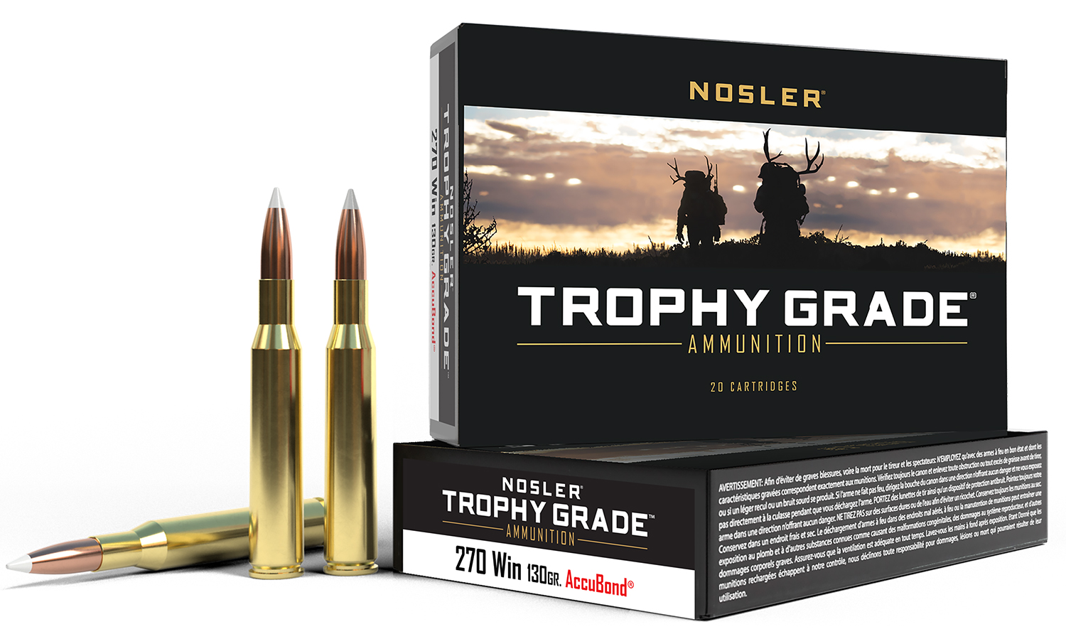 Nosler 60025 Trophy Grade Hunting 270 Win 130 gr AccuBond Ammo 20/10