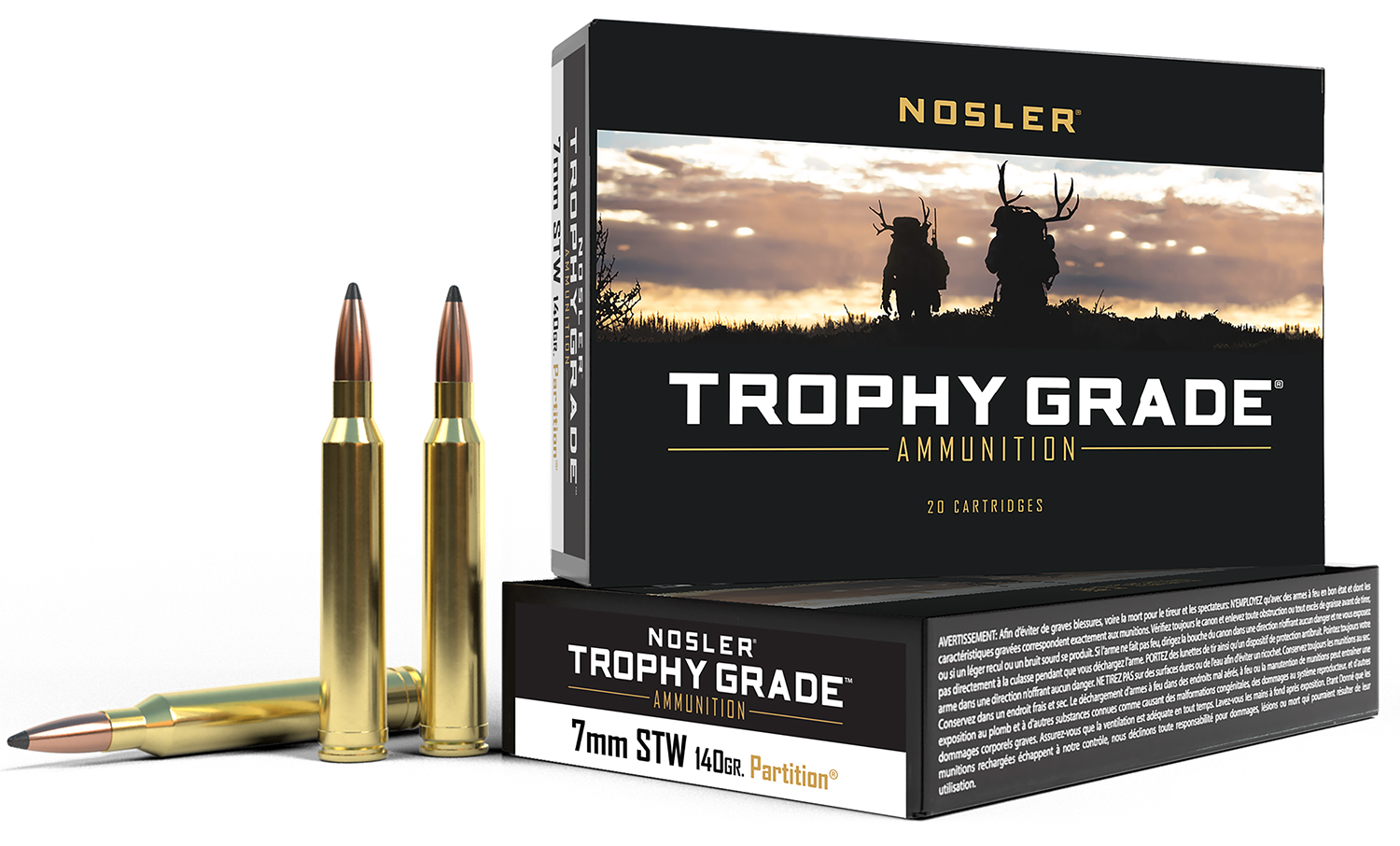 Nosler Trophy Grade 60046 Rifle Ammunition - 7mm STW 140gr PT SP, 20rd, Brass, Optimum Performance