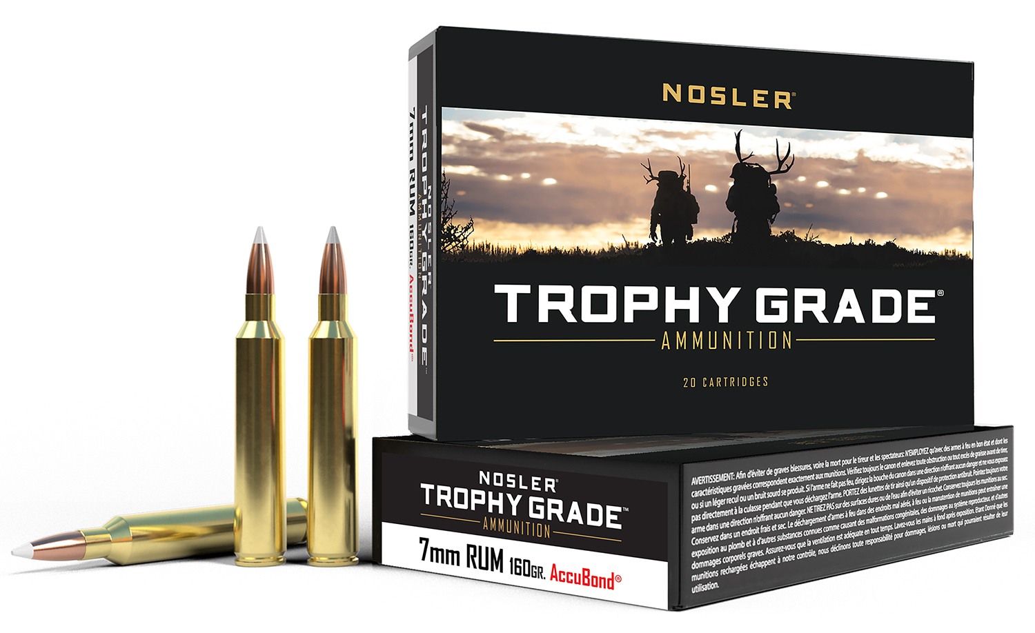 Nosler Trophy Grade Rifle Ammunition 7mm RUM 160 gr. PT SP 20 rd.