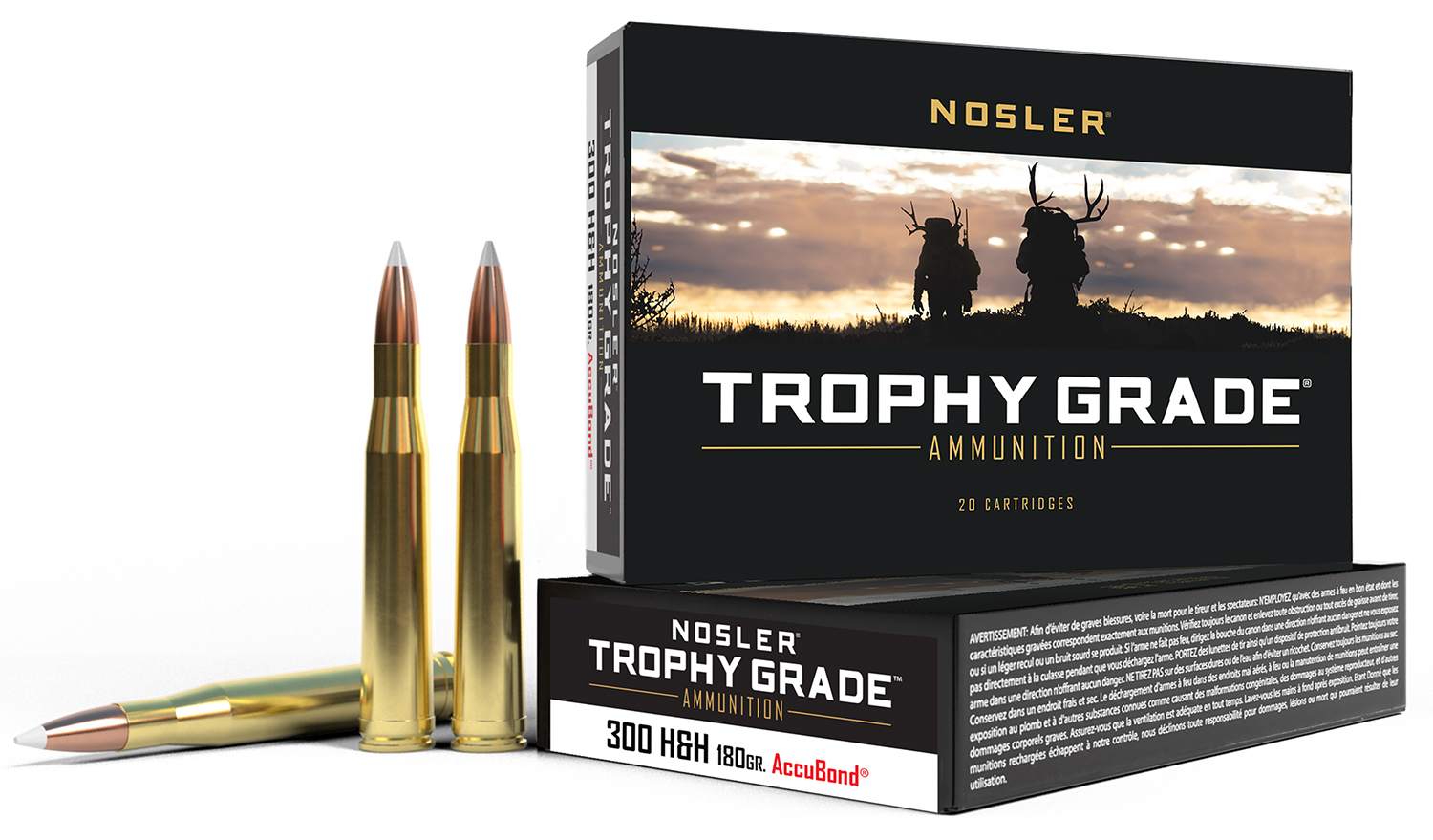 Nosler 60060 Trophy Grade 300 H&H Mag 180 gr 2950 fps AccuBond 20 Bx/10 Cs - Nosler - NOSLER ACCUBOND