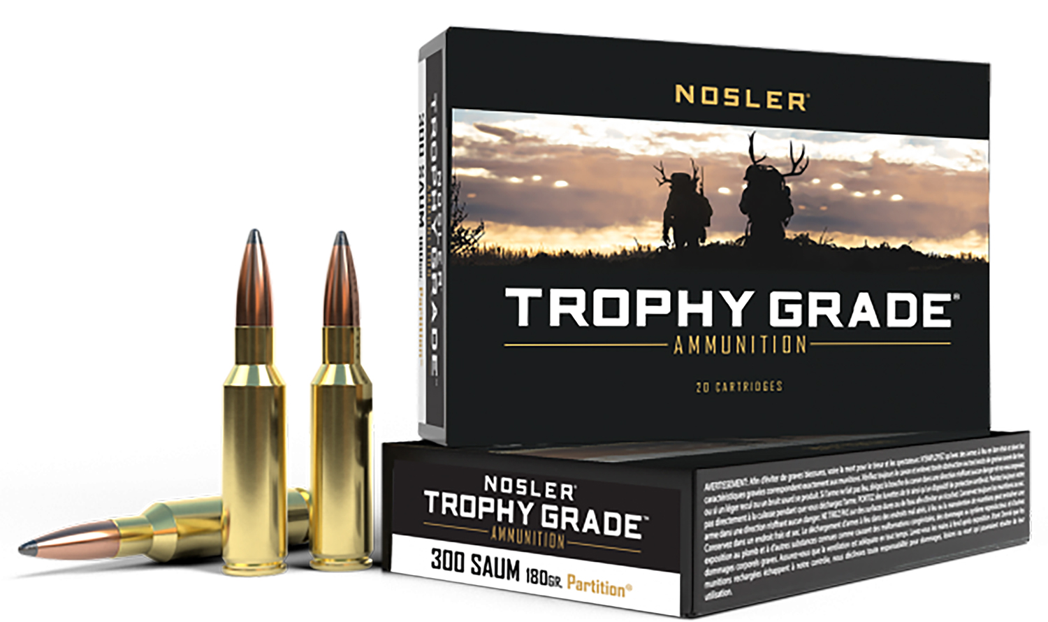 Nosler 60062 Trophy Grade 300RemSAUM 180gr Spitzer Partition 20 Per...