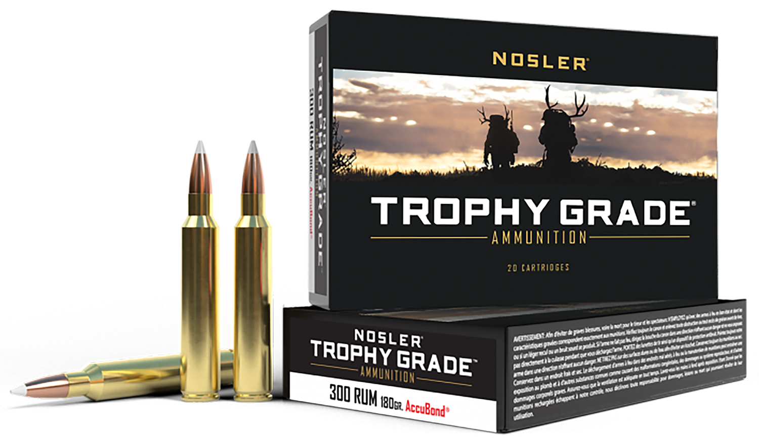 Nosler 60065 Trophy Grade Hunting 300 RUM 180 gr AccuBond 20 Per Box/ 10 Cs