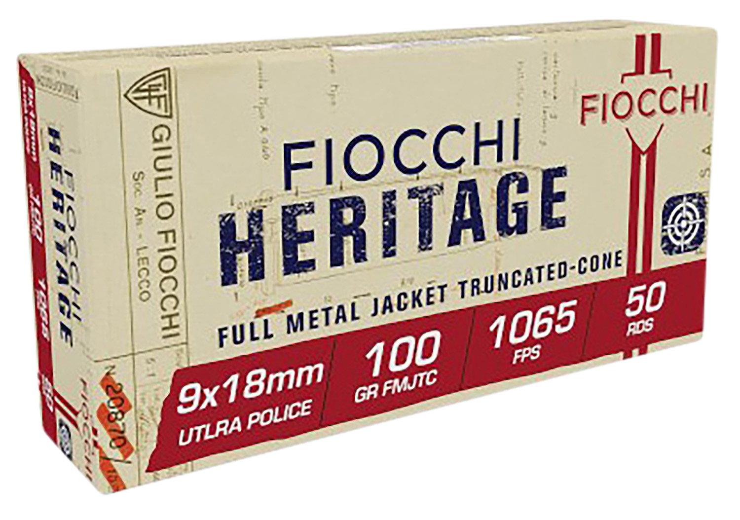 cchi 9X18 Heritage Pistol 9x18mm Ultra 100 Gr Full Metal Jacket Truncated-Cone (TCFMJ) 50 Per Box/ 20 Cs Ammo