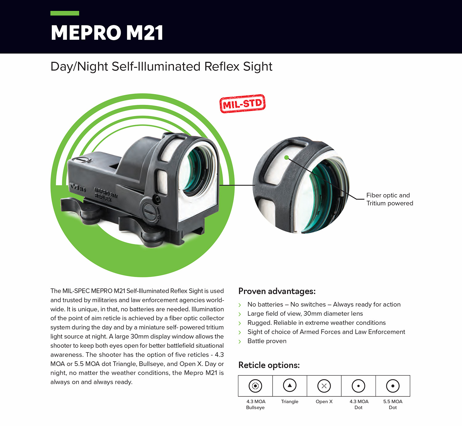 Meprolight M21 Bullseye Reflex Sight – Flawless 1x Reflex Optic 8 Meprolight M21 Bullseye Reflex Sight detail view