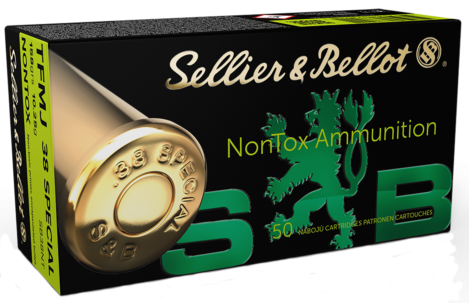 Sellier & Bellot SB38NT .38 Special 158gr Non-Tox FMJ Ammo 50 Rounds