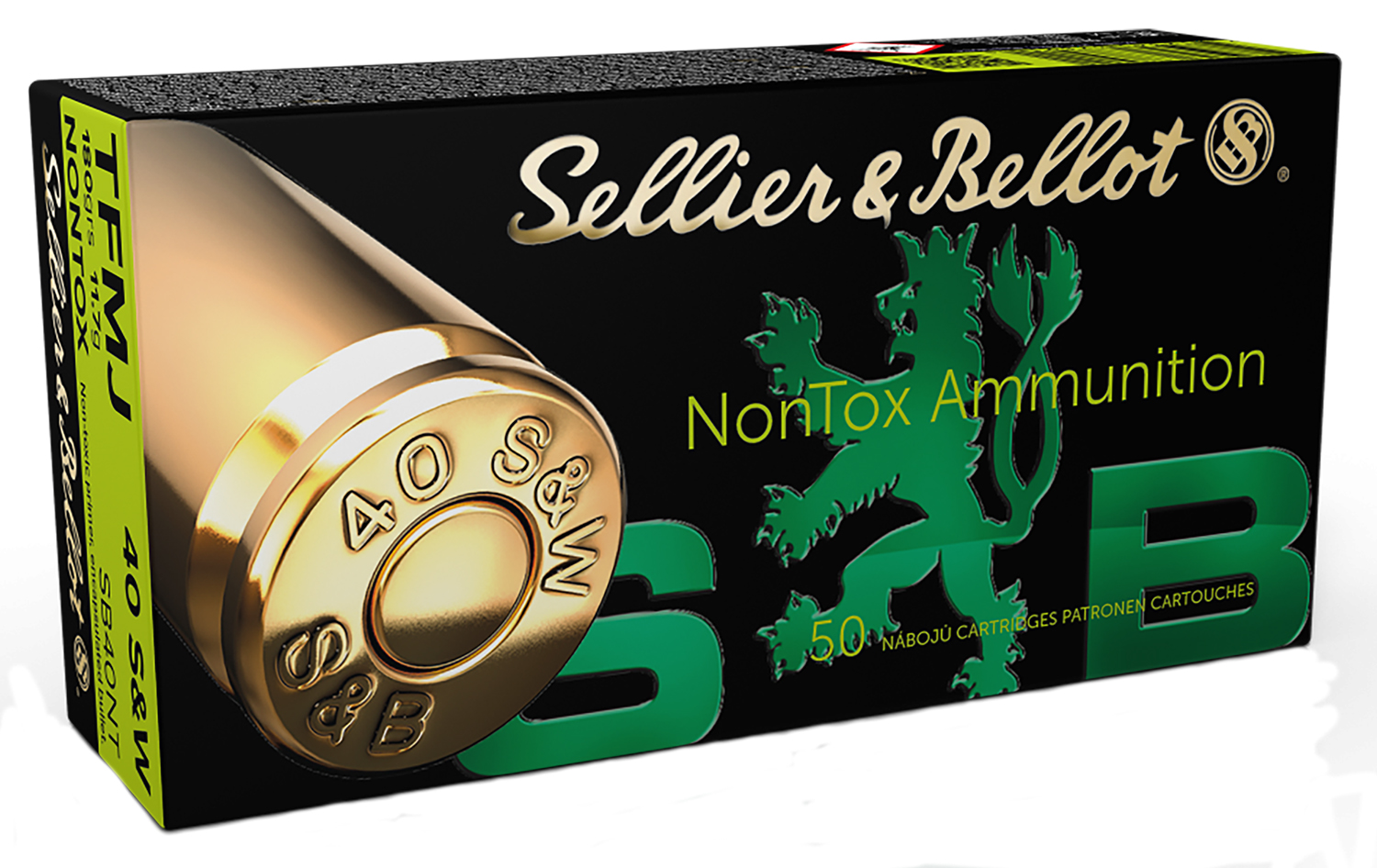 Sellier & Bellot SB40NT 40S&W 180gr Non-Tox FMJ Ammo 50 Rounds