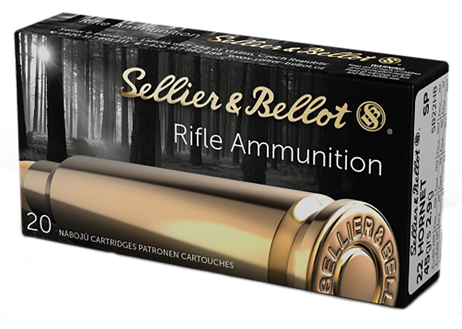 Sellier & Bellot SB22HB Rifle  22Hornet 45gr Soft Point 20 Per Box/90 Case