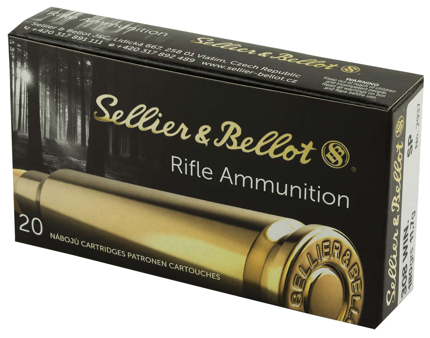lier & Bellot (S&B) SB308C Soft Point 180 Grain .308 Win / 7.62x51mm 2454 Fps Ammo