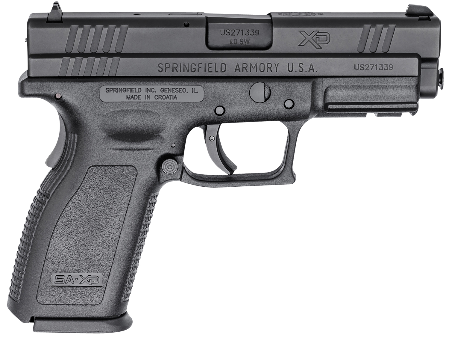 Springfield Armory XD9102 XD Service *CA Compliant 40 S&W 10+1 4" Black Melonite Steel Barrel & Serrated Slide, Black Polymer Frame w/Picatinny Rail, Black Polymer Grip