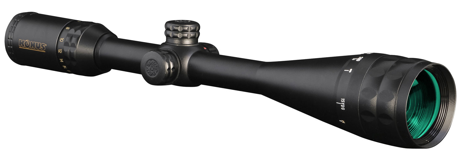 Konus USA KONUSPRO-PLUS 6-24x50mm Rifle Scope: Dual Illuminated Center Dot, Fine Cross Hair, Waterproof, Fogproof, Shockproof, Multi-Coated Optics, Matte Black
