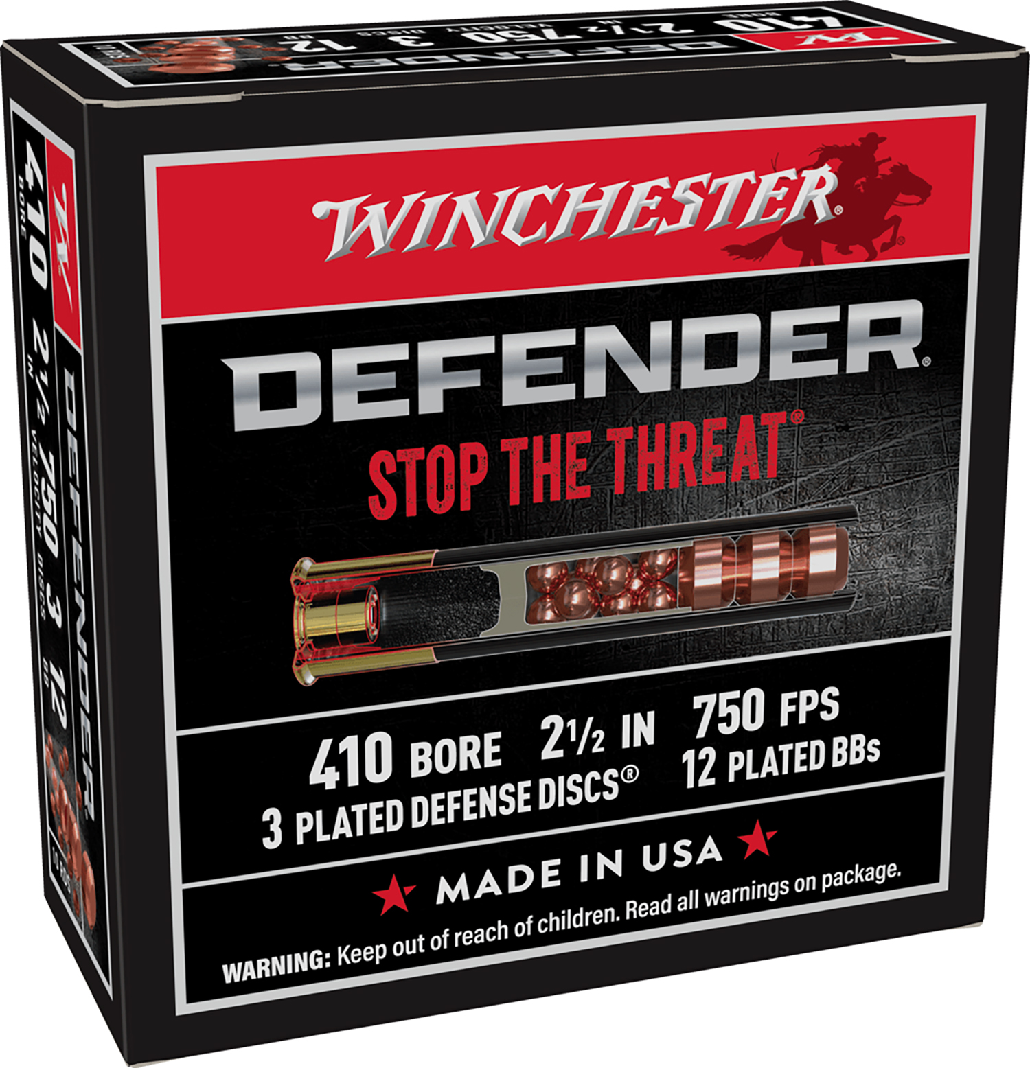 Winchester Ammo S410PDX1 PDX1 Defender  410Gauge 2.50" 3Defense Discs 12BBs Shot 10 Per Box/10 Case