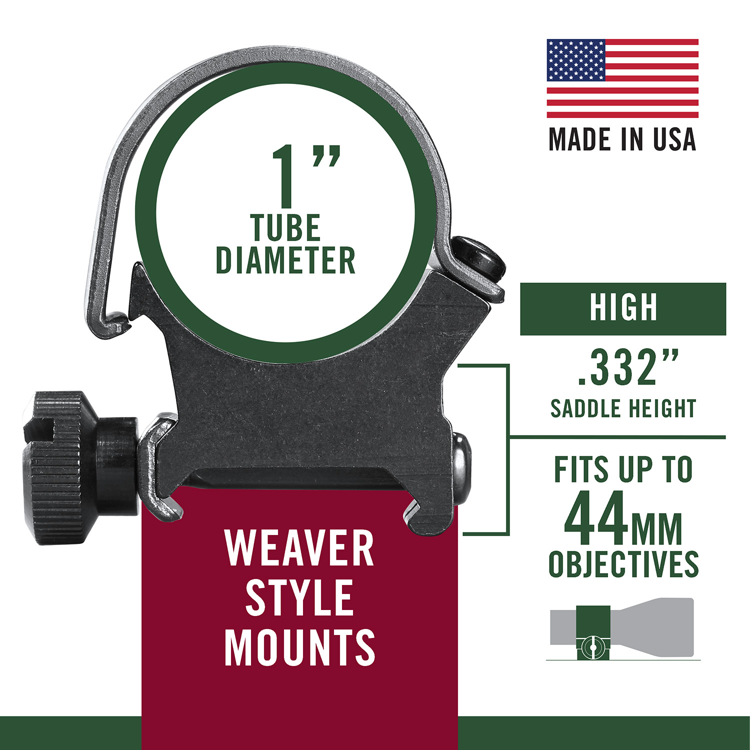 Weaver Top Mount 49042 – Powerful 1" Scope Rings 8 Weaver Top Mount 49042 detail view