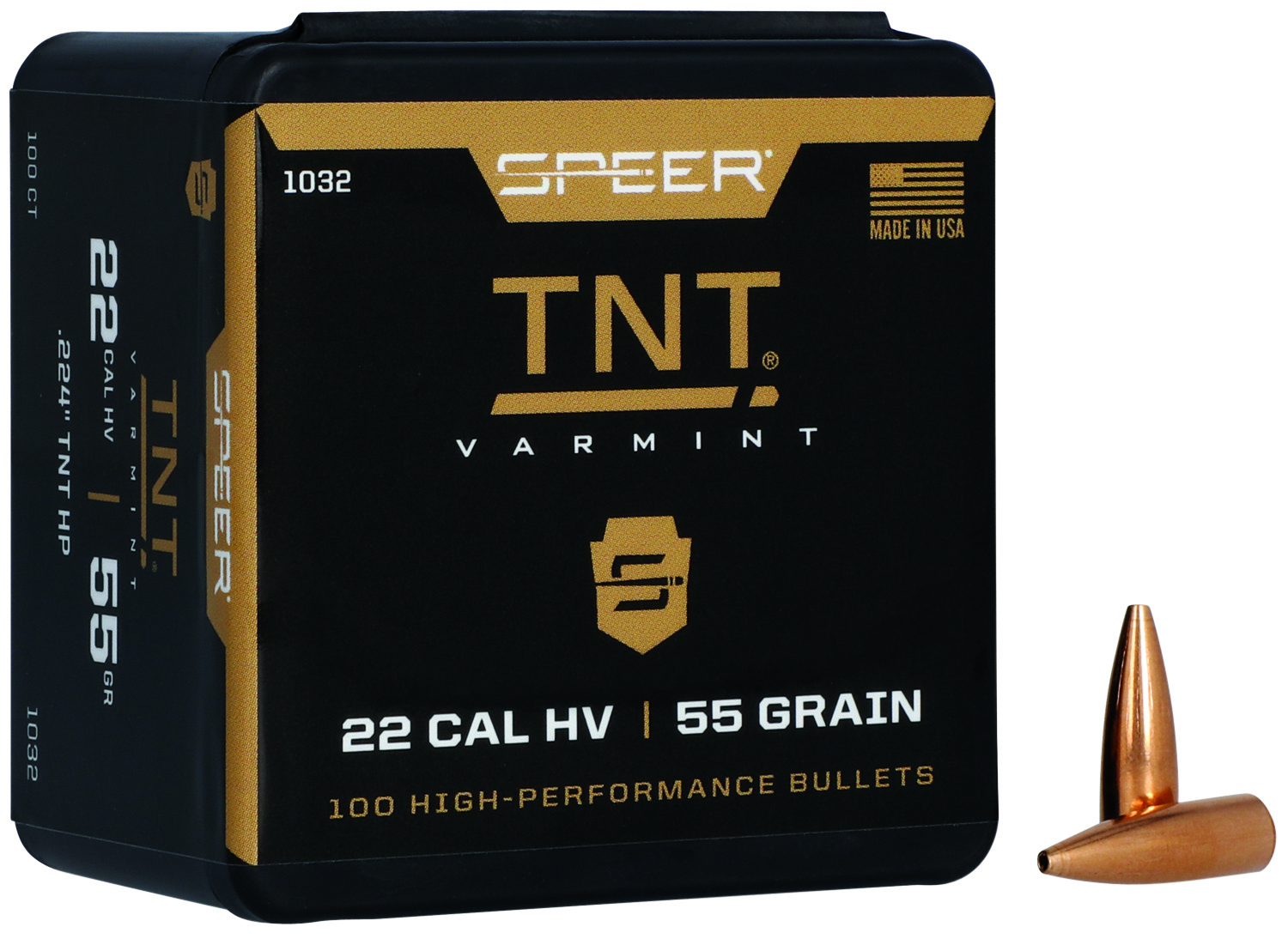 Speer 1032 TNT 22 Cal .224 55 gr Jacket Hollow Point 100 Per Box/ 5 ...