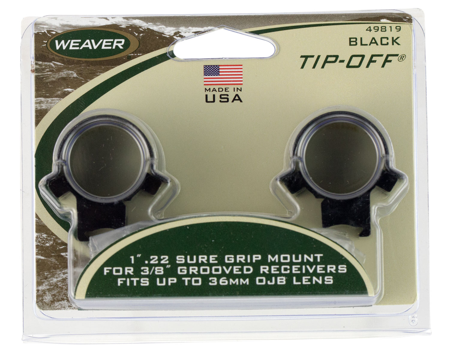 Weaver 49819 Tip-Off Rings Medium Black 1 in 3/8 in Dovetail - Weaver - 1"