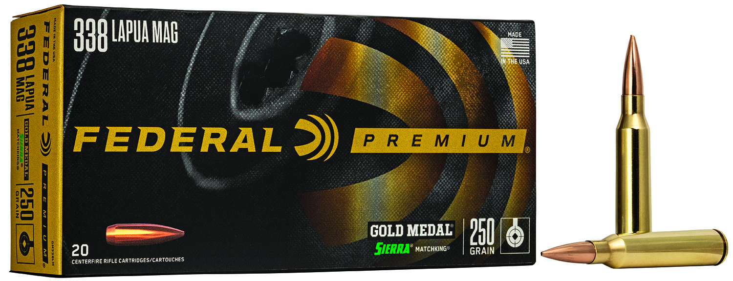 Federal Premium Gold Medal .338 Lapua Magnum Sierra MatchKing BTHP Rifle Ammunition