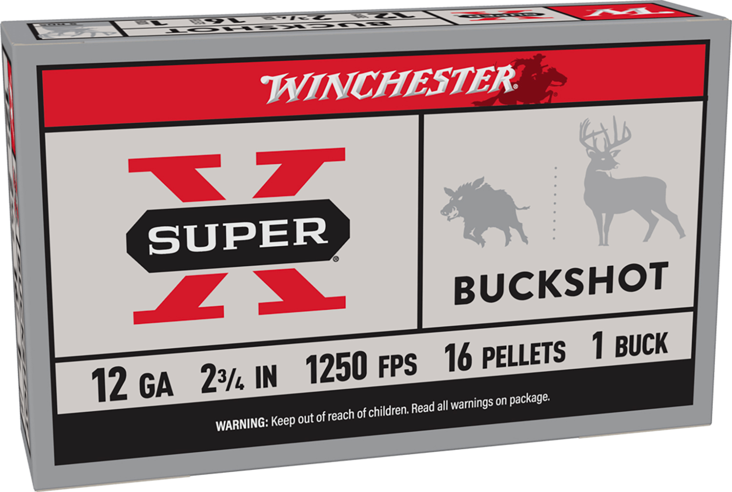 Winchester Ammo XB121 Super X  12Gauge 2.75 1Buck Shot 5 Per Box/50 Case