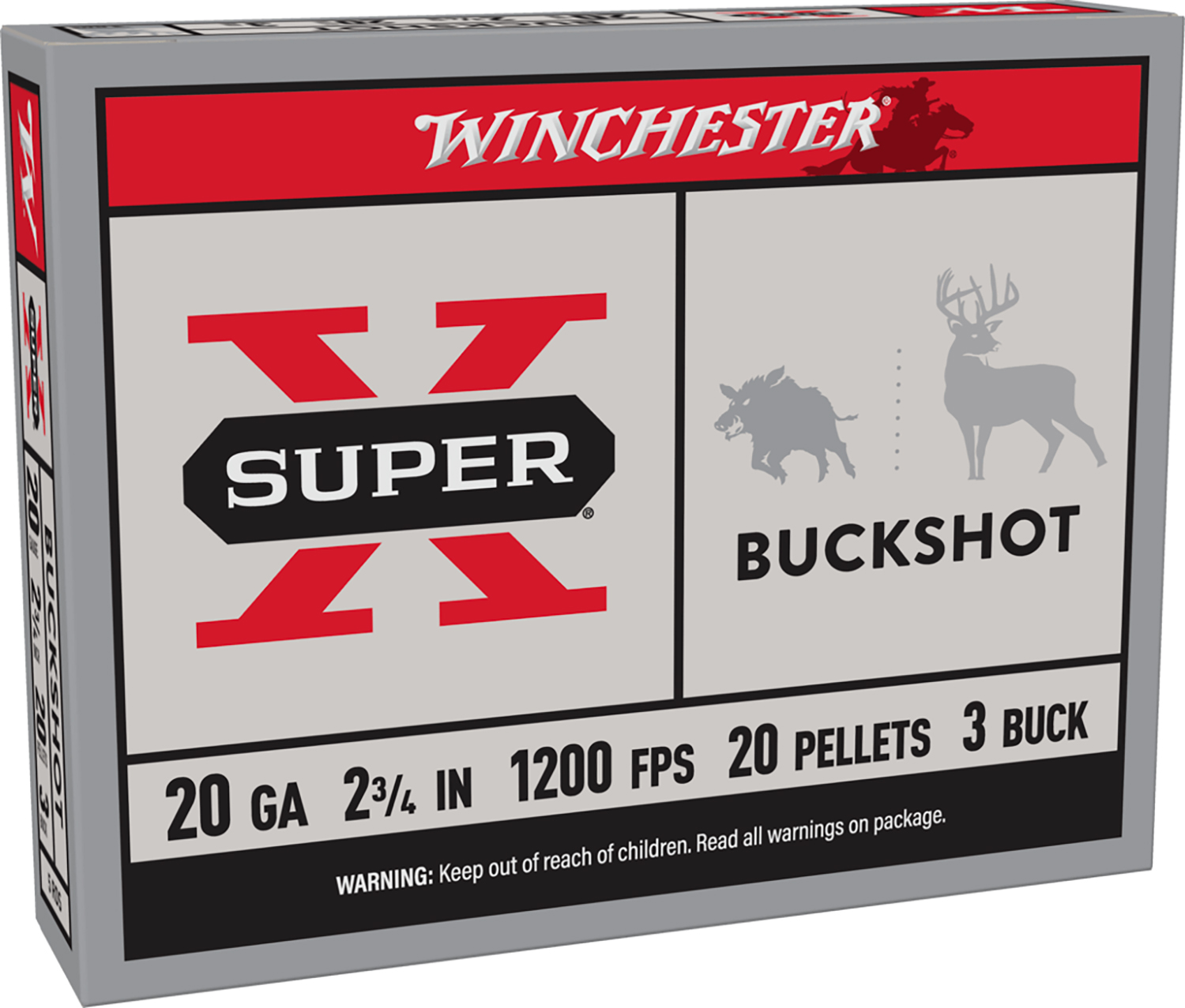Winchester Ammo XB203 Super X  20Gauge 2.75 20Pellets 3Buck Shot 5 Per Box/50 Case