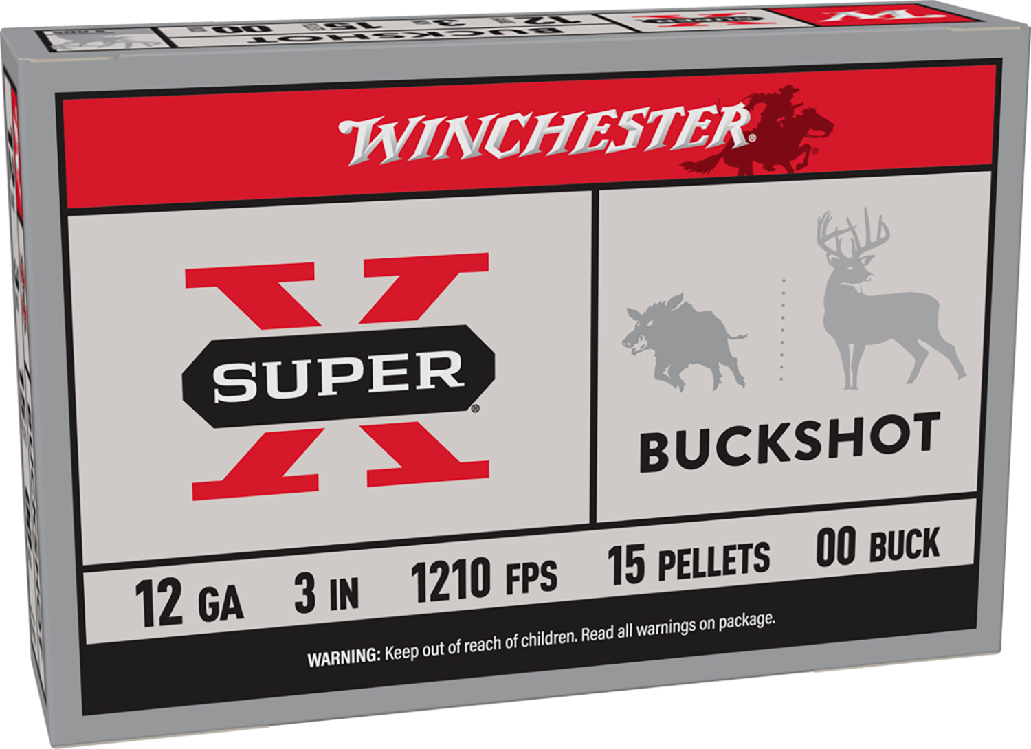 Winchester Ammo XB12300 Super X  12Gauge 3 15Pellets 00Buck Shot 5 Per Box/50 Case
