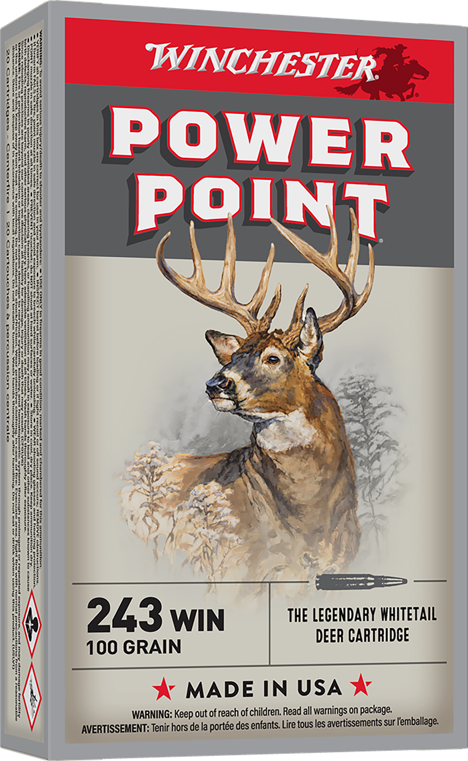 Winchester Ammo X2432 Power-Point  243Win 100gr 20 Per Box/10 Case