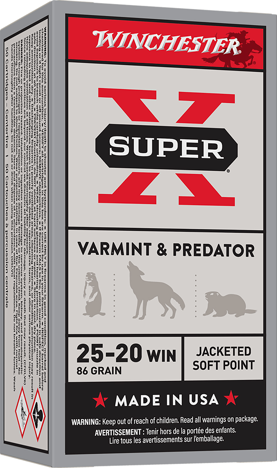Winchester Ammo X25202 Super X 25-20 Win 86 gr 1460 fps Jacketed Soft Point (JSP) 50 Bx/10 Cs