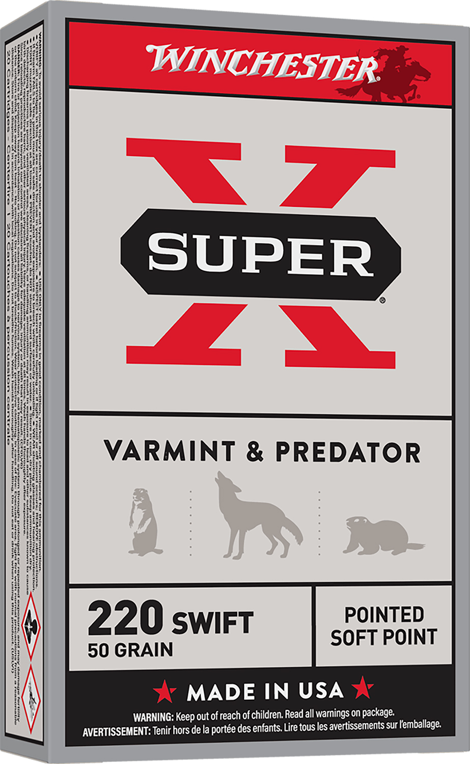 Winchester Ammo X220S Super X 220 Swift 50 gr 3870 fps Jacketed Soft Point (JSP) 20 Bx/10 Cs