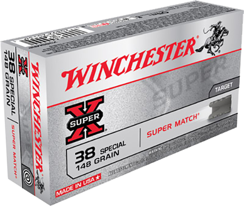 Winchester Ammo X38SMRP Super X  38Special 148gr Super Match Lead Semi Wadcutter 50 Per Box/10 Case