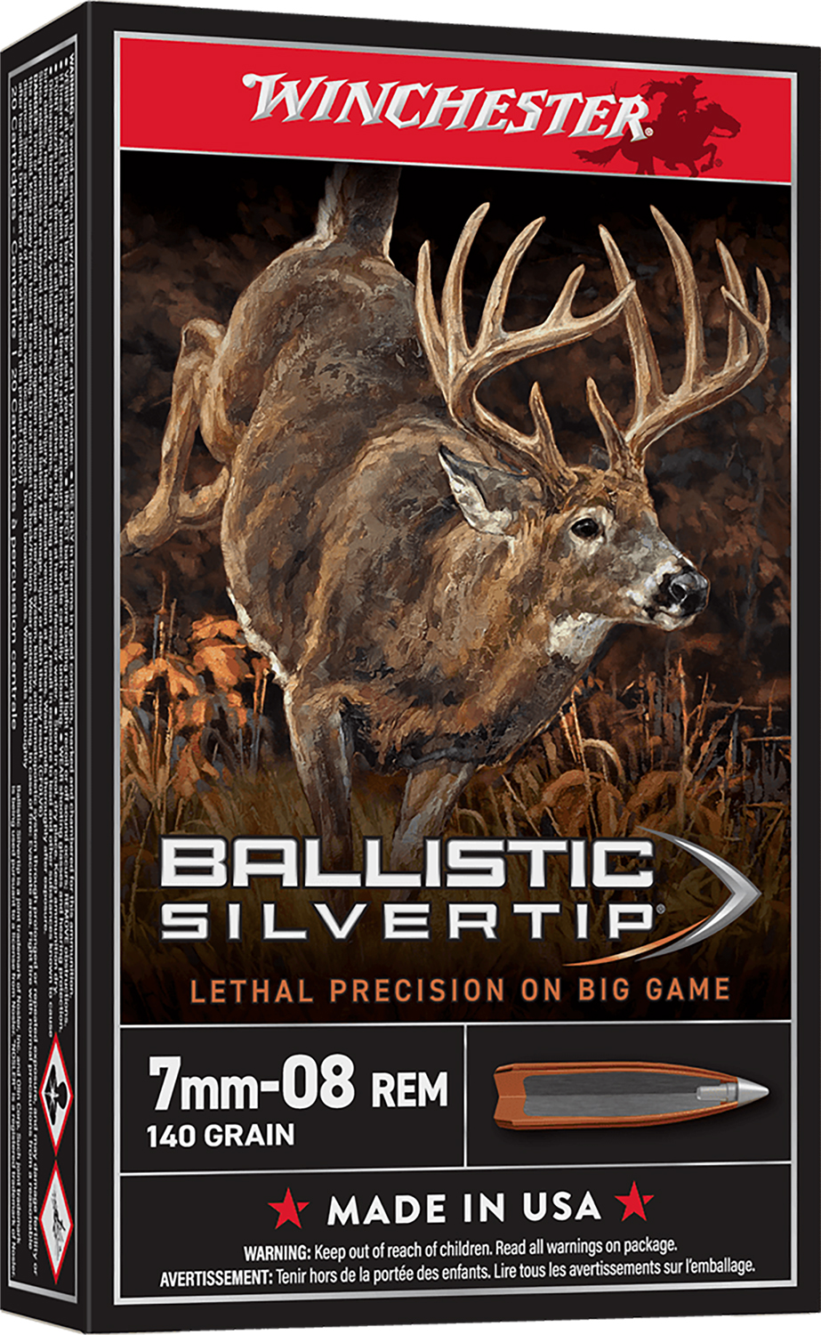 Winchester Ammo SBST708 Ballistic Silvertip  7mm-08Rem 140gr Rapid Controlled Expansion Polymer Tip 20 Per Box/10 Case