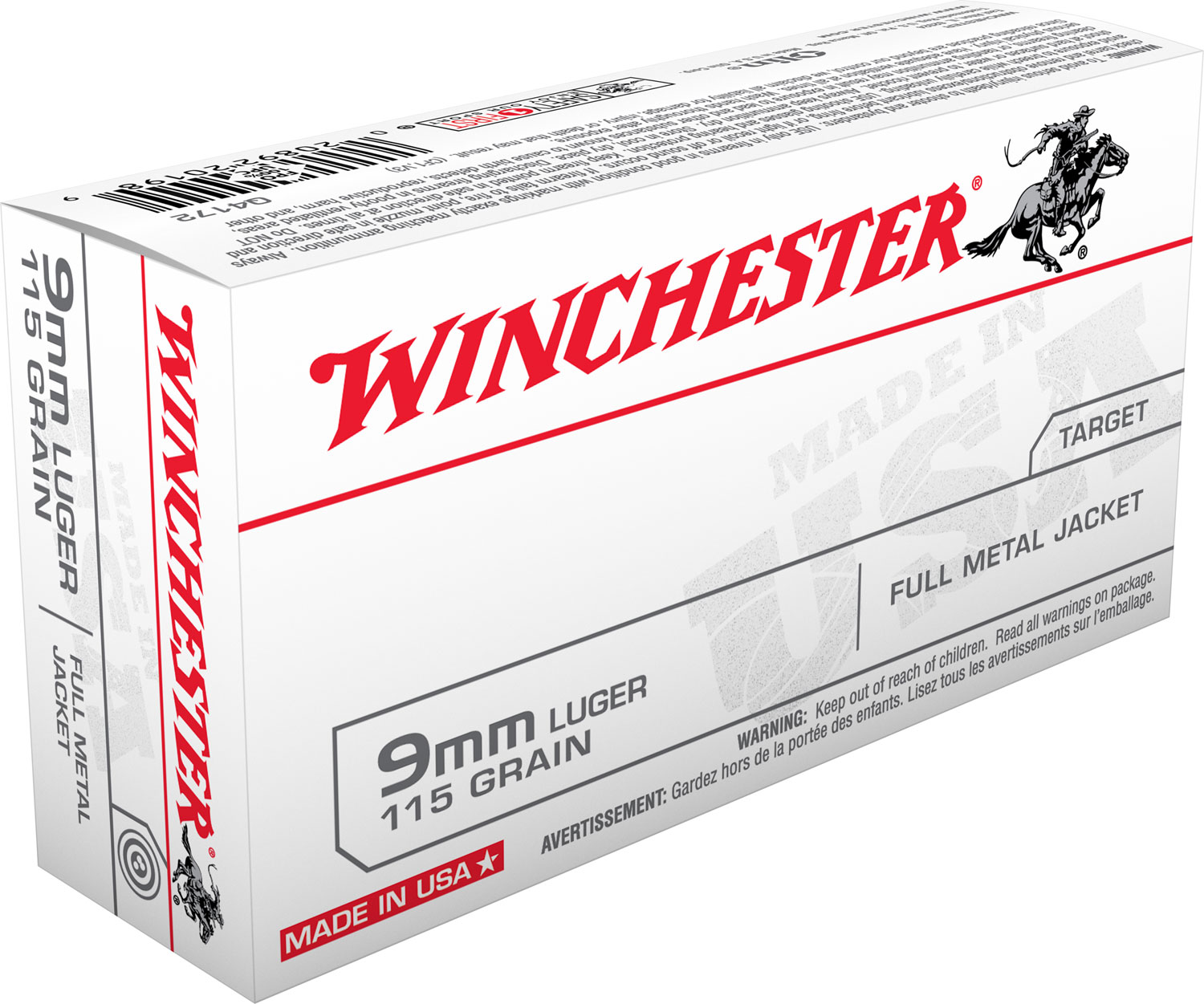 Winchester Ammo Q4172 USA  9mm Luger 115 gr Full Metal Jacket (FMJ) 50 Bx/10 Cs