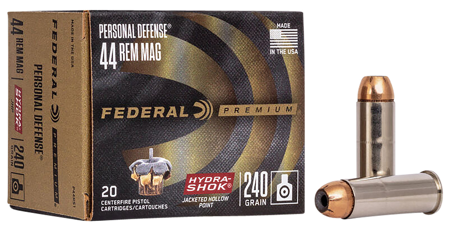 Federal P44HS1 Premium Personal Defense 44RemMag 240gr Hydra-Shok Jacketed Hollow Point 20 Per Box/25 Case