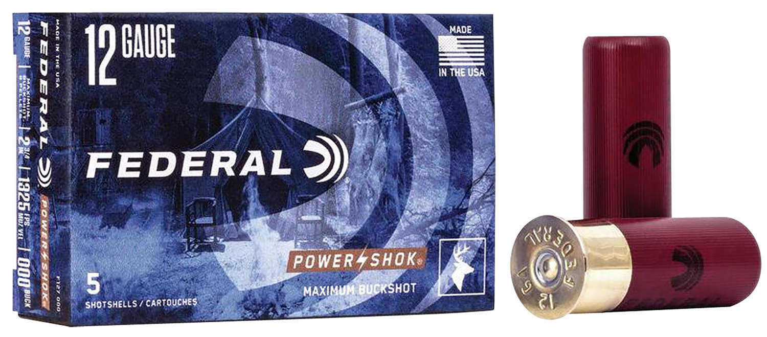 Federal F127000 Power-Shok Magnum 12Gauge 2.75 8Pellets 000BuckShot 5 Per Box/50 Case