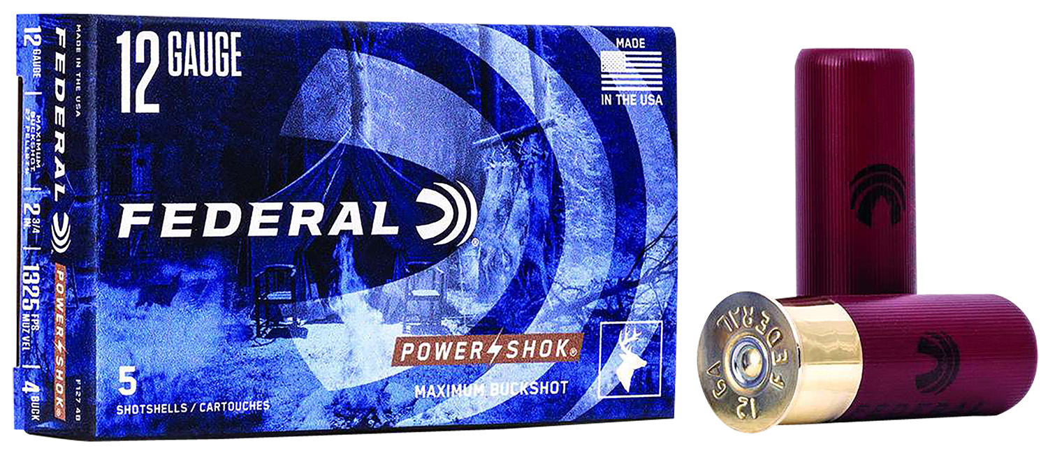 Federal F1274B Power-Shok Magnum 12Gauge 2.75 27Pellets 1 1/4oz 4BuckShot 5 Per Box/50 Case