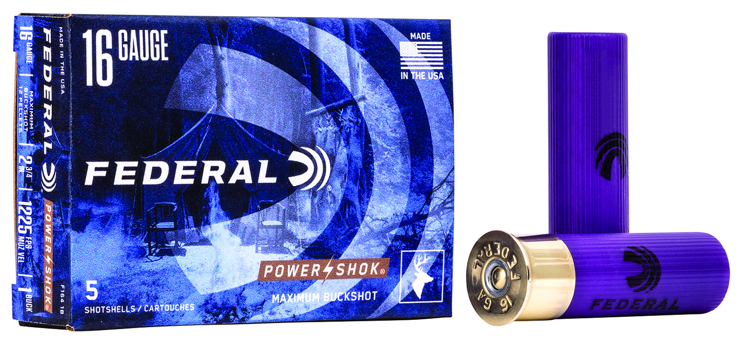 Federal F1641B Power-Shok 16 Gauge 2.75 in 12 Pellets 1 Buckshot 5 Rounds - Federal Premium Ammunition - 16 Gauge
