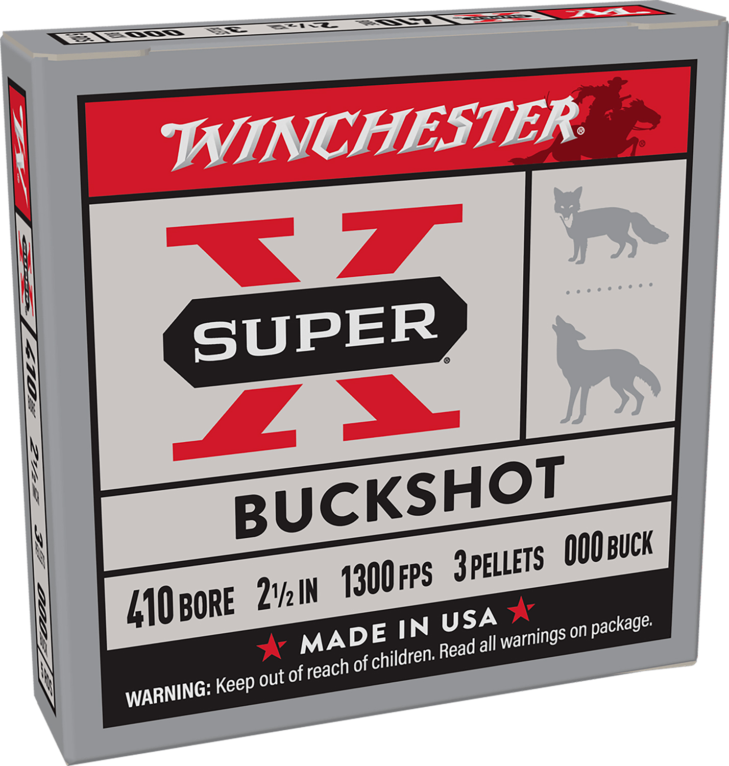 Winchester Ammo XB41000 Super X  410Gauge 2.50 3Pellets 000Buck Shot 5 Per Box/50 Case