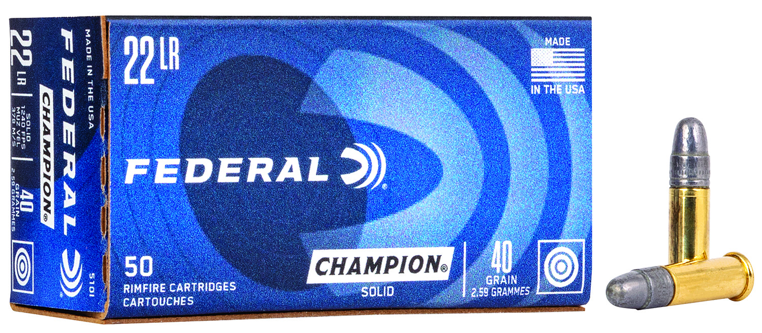 Federal 510 Champion Training Rimfire 22LR 40gr Lead Round Nose 50 Per Box/100 Case
