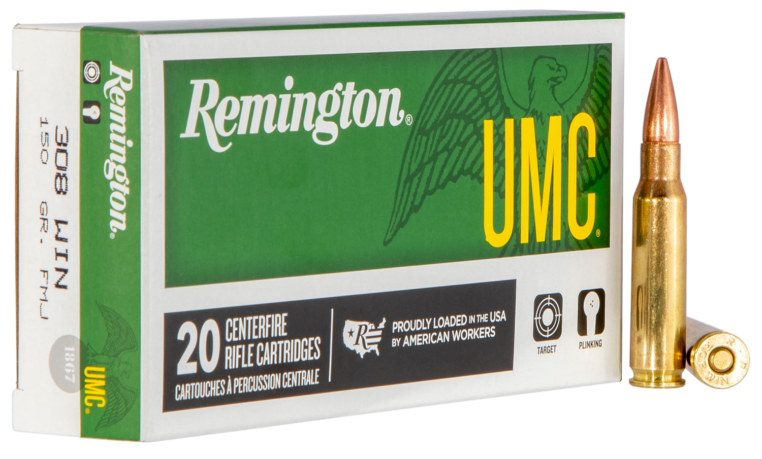 Remington Ammunition 23715 UMC  308Win 150gr Full Metal Jacket 20 Per Box/10 Case