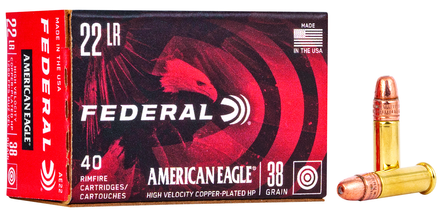 Federal AE22 American Eagle  22LR 38gr Copper Plated Hollow Point 40 Per Box/100 Case