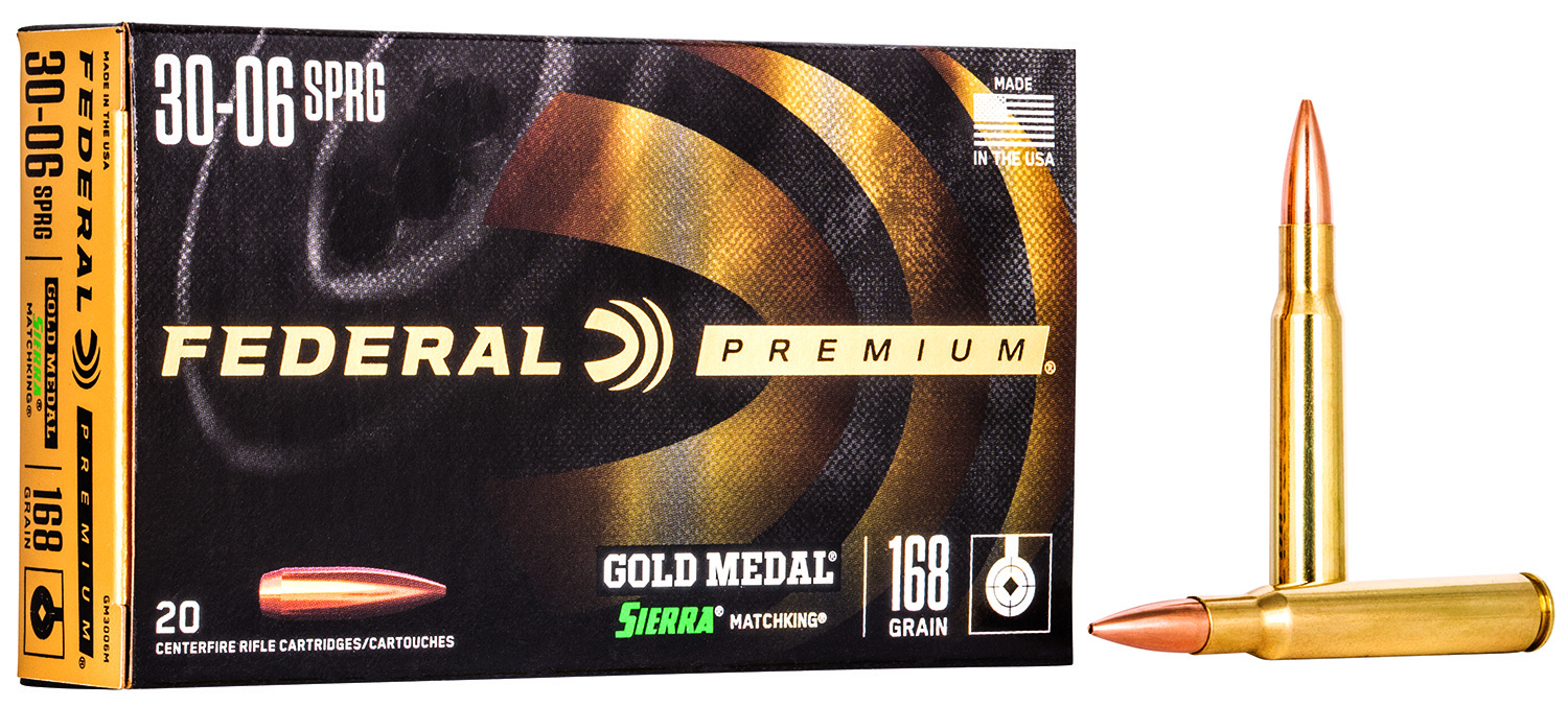 Federal Gold Medal Sierra MatchKing .30-06 Springfield 168 Grain BTHP Rifle Ammunition (20rd, 10-box case)