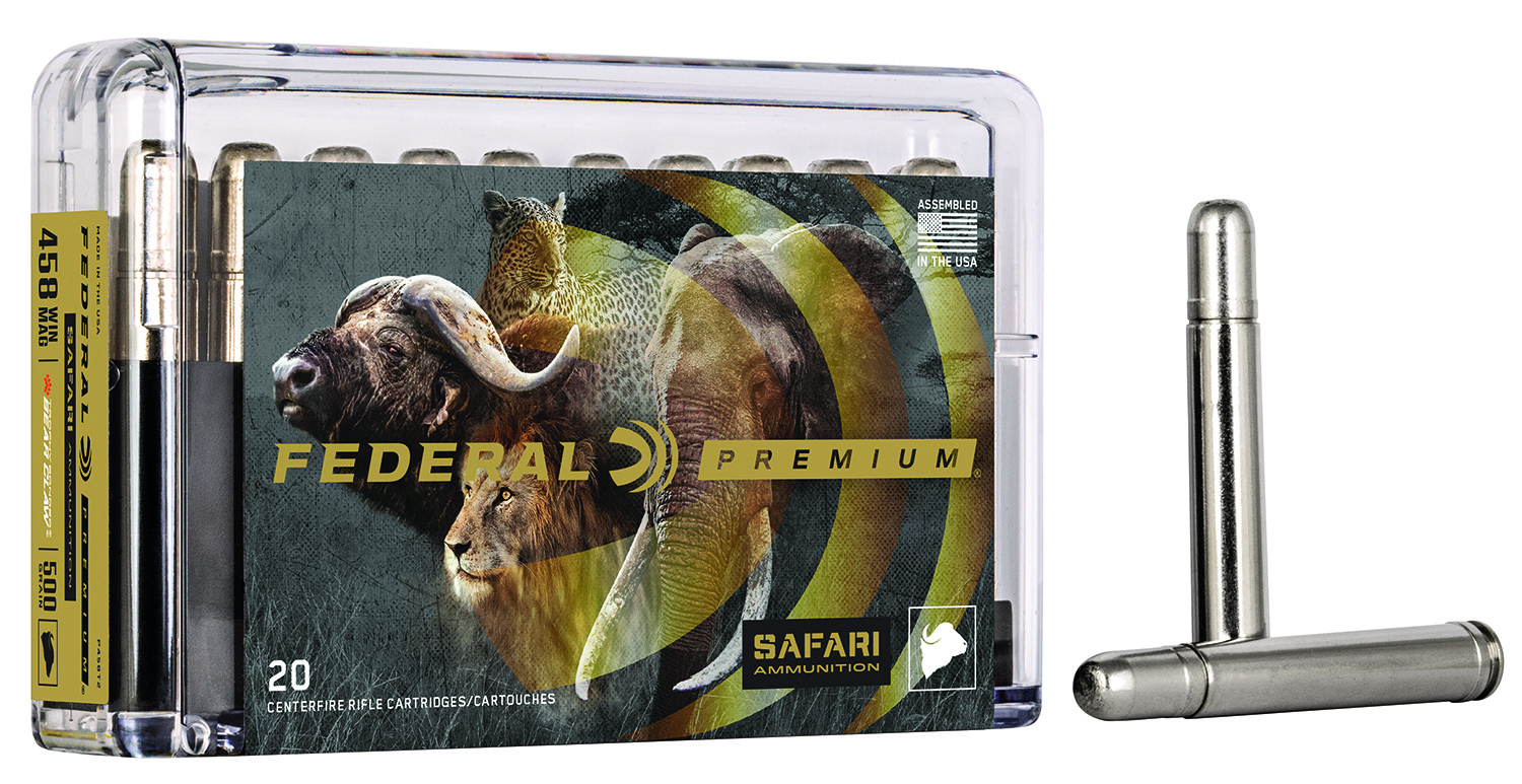 Federal P458T2 Premium Safari Cape-Shok 458WinMag 500gr Trophy Bonded Bear Claw 20 Per Box/10 Case