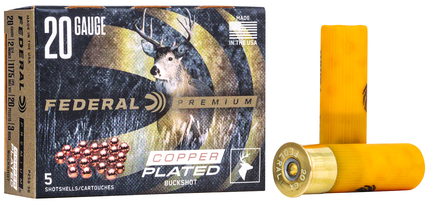 Federal P2563B 20 Gauge 2.75 in 20 Pellets 3 Buckshot 5 Rounds per Box - Federal Premium Ammunition - 20 Gauge