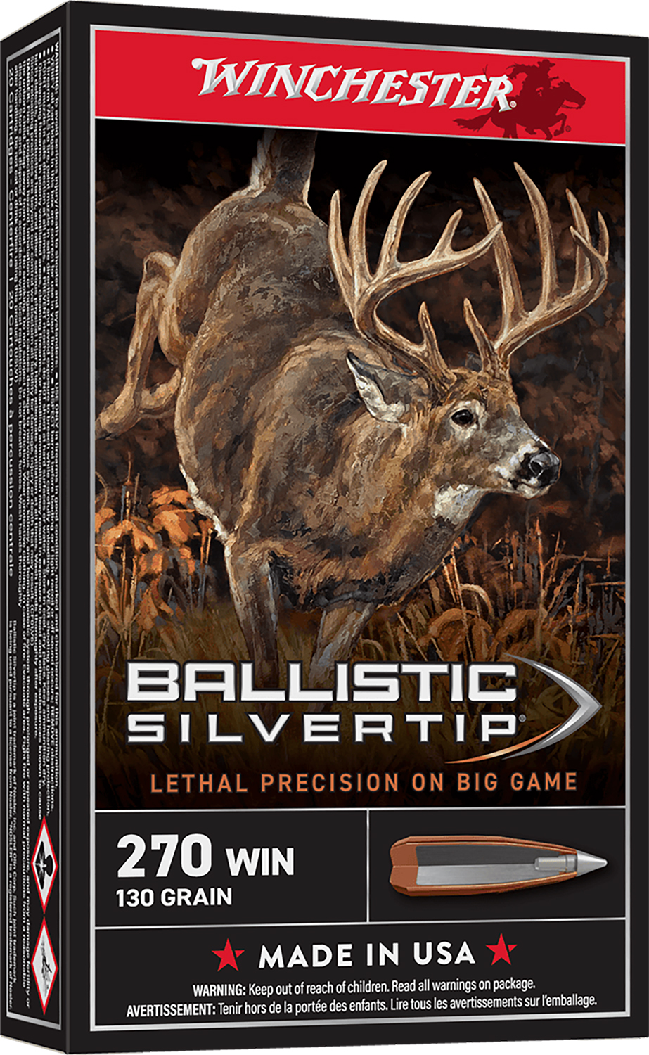 Winchester Ammo SBST270 Ballistic Silvertip  270Win 130gr Rapid Controlled Expansion Polymer Tip 20 Per Box/10 Case