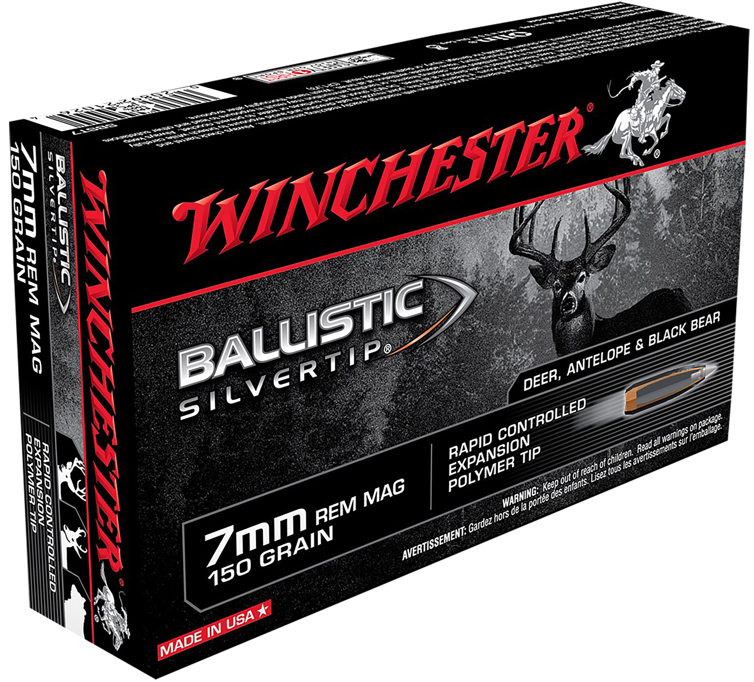 Winchester Ammo SBST7 Ballistic Silvertip  7mmRemMag 150gr Rapid Controlled Expansion Polymer Tip 20 Per Box/10 Case